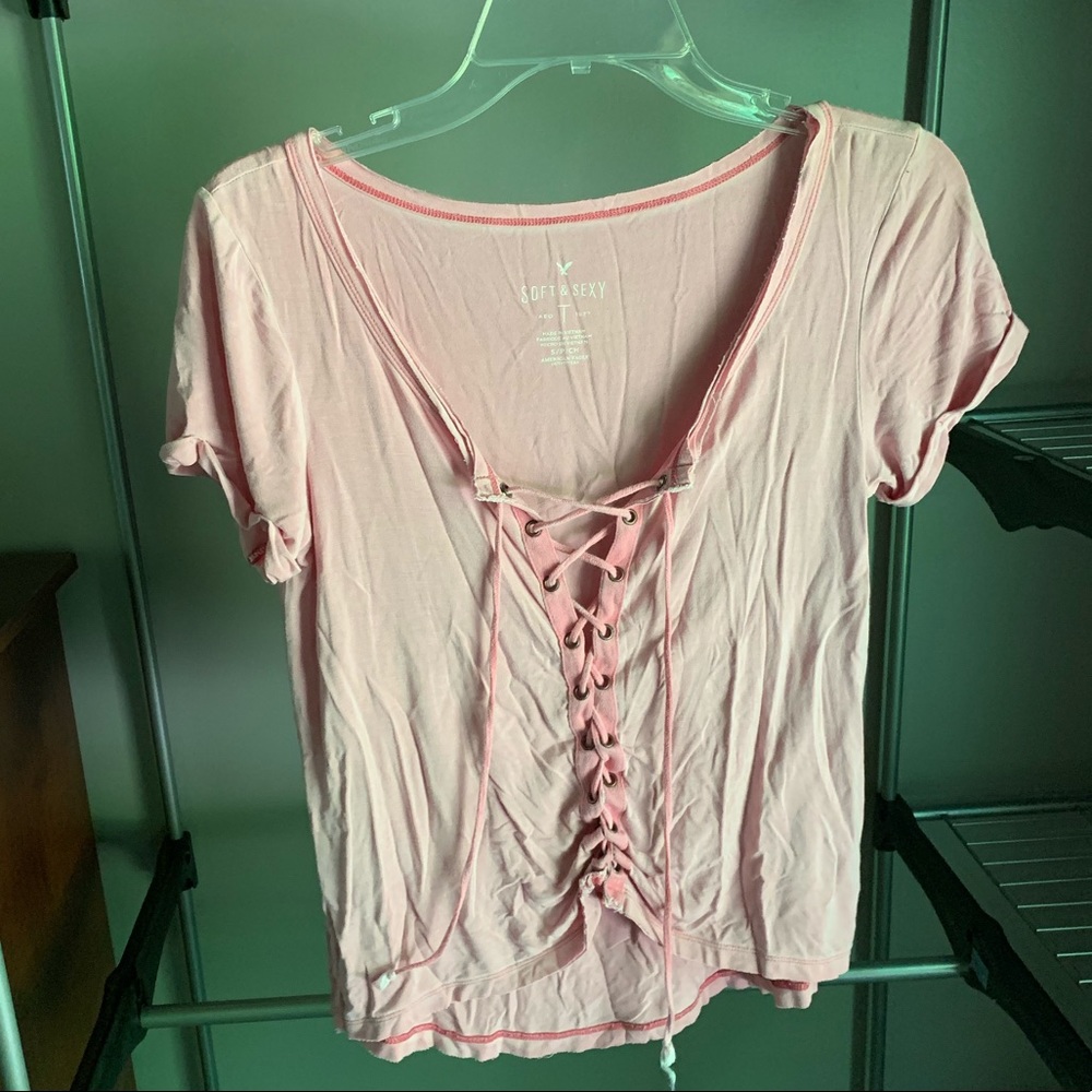 American eagle tie front top